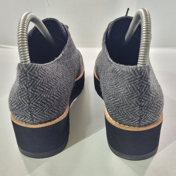 EILEEN FISHER EDDY LACE UP PLATFORM TWEED HERRINGBONE OXFORD LOAFER SHOE 7.5 A11 - Picture 7 of 13